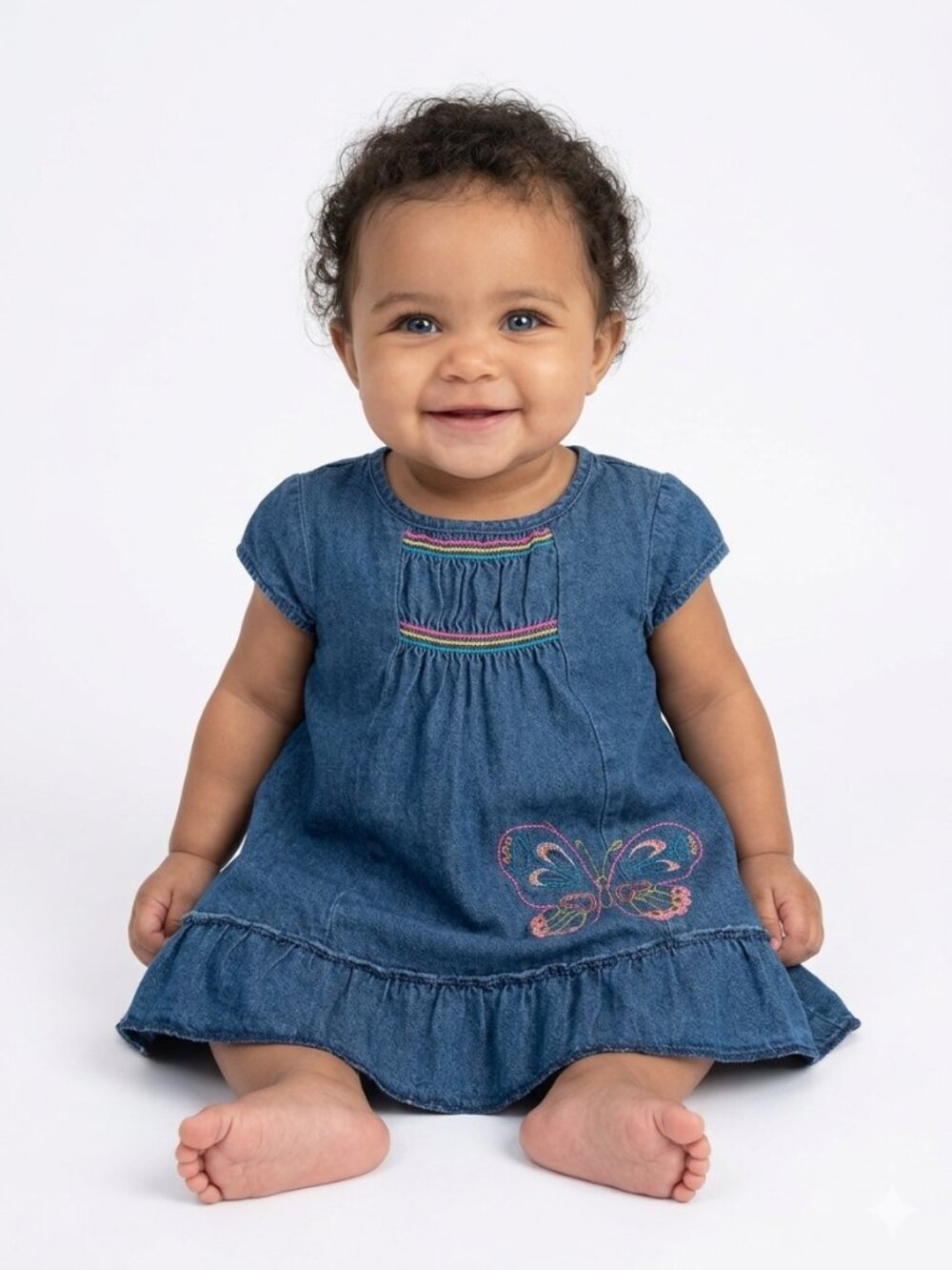 OKIE DOKIE BRAND Embroidered Blue Jean Dress - Size 2T